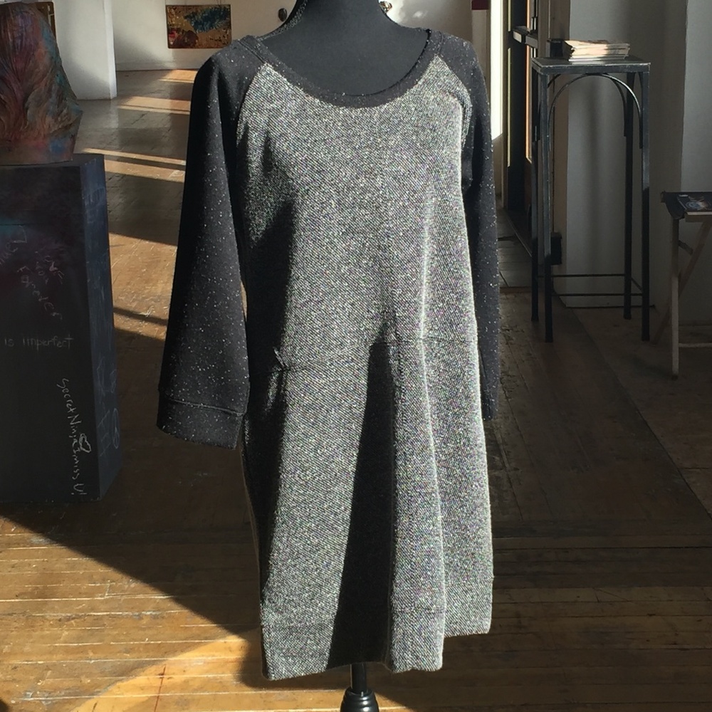 Black/white Long sleeve sweatshirt type dress